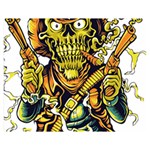 Cowboy Skeleton With Gun Illustration Premium Plush Fleece Blanket (Medium)