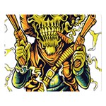Cowboy Skeleton With Gun Illustration Premium Plush Fleece Blanket (Large)