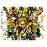 Cowboy Skeleton With Gun Illustration Two Sides Premium Plush Fleece Blanket (Extra Small)