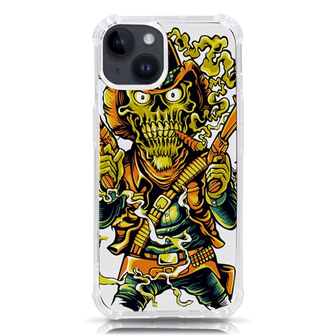 Cowboy Skeleton With Gun Illustration iPhone 14 TPU UV Print Case from ArtsNow.com Front
