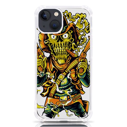 Cowboy Skeleton With Gun Illustration iPhone 13 TPU UV Print Case from ArtsNow.com Front