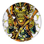 Cowboy Skeleton With Gun Illustration Round Glass Fridge Magnet (4 pack)