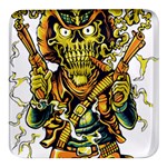 Cowboy Skeleton With Gun Illustration Square Glass Fridge Magnet (4 pack)