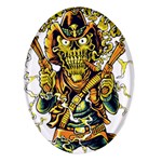 Cowboy Skeleton With Gun Illustration Oval Glass Fridge Magnet (4 pack)
