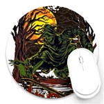 Grim Reaper Above Art  Monster Moon Letter Poster Round Mousepad