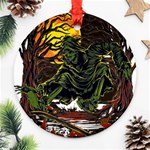 Grim Reaper Above Art  Monster Moon Letter Poster Ornament (Round)