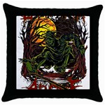 Grim Reaper Above Art  Monster Moon Letter Poster Throw Pillow Case (Black)