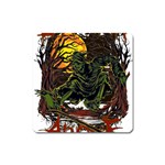 Grim Reaper Above Art  Monster Moon Letter Poster Square Magnet
