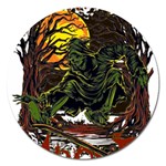 Grim Reaper Above Art  Monster Moon Letter Poster Magnet 5  (Round)