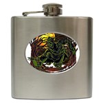 Grim Reaper Above Art  Monster Moon Letter Poster Hip Flask (6 oz)