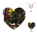 Grim Reaper Above Art  Monster Moon Letter Poster Playing Cards Single Design (Heart)