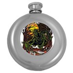 Grim Reaper Above Art  Monster Moon Letter Poster Round Hip Flask (5 oz)