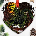 Grim Reaper Above Art  Monster Moon Letter Poster Heart Ornament (Two Sides)