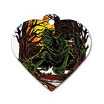 Grim Reaper Above Art  Monster Moon Letter Poster Dog Tag Heart (Two Sides)