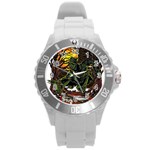 Grim Reaper Above Art  Monster Moon Letter Poster Round Plastic Sport Watch (L)