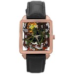 Grim Reaper Above Art  Monster Moon Letter Poster Rose Gold Leather Watch 
