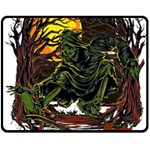 Grim Reaper Above Art  Monster Moon Letter Poster Two Sides Fleece Blanket (Medium)