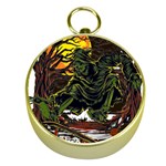 Grim Reaper Above Art  Monster Moon Letter Poster Gold Compasses