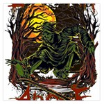 Grim Reaper Above Art  Monster Moon Letter Poster Square Satin Scarf (36  x 36 )