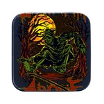 Grim Reaper Above Art  Monster Moon Letter Poster Square Metal Box (Black)