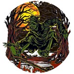 Grim Reaper Above Art  Monster Moon Letter Poster Wooden Bottle Opener (Round)