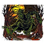 Grim Reaper Above Art  Monster Moon Letter Poster Premium Plush Fleece Blanket (Small)