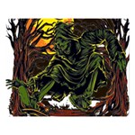 Grim Reaper Above Art  Monster Moon Letter Poster Premium Plush Fleece Blanket (Large)