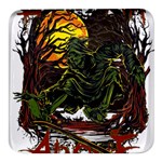 Grim Reaper Above Art  Monster Moon Letter Poster Square Glass Fridge Magnet (4 pack)