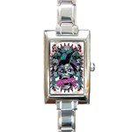 Anarchy Skull And Birds Rectangle Italian Charm Watch