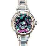 Anarchy Skull And Birds Round Italian Charm Watch