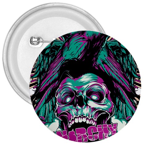 Anarchy Skull And Birds 3  Buttons from ArtsNow.com Front