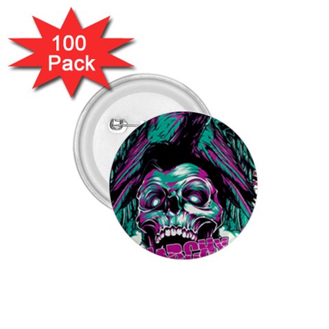 Anarchy Skull And Birds 1.75  Buttons (100 pack)  from ArtsNow.com Front