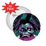 Anarchy Skull And Birds 2.25  Buttons (10 pack) 