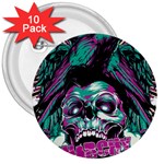 Anarchy Skull And Birds 3  Buttons (10 pack) 