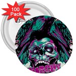 Anarchy Skull And Birds 3  Buttons (100 pack) 