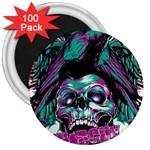 Anarchy Skull And Birds 3  Magnets (100 pack)