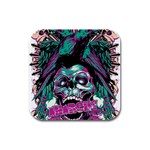 Anarchy Skull And Birds Rubber Square Coaster (4 pack)