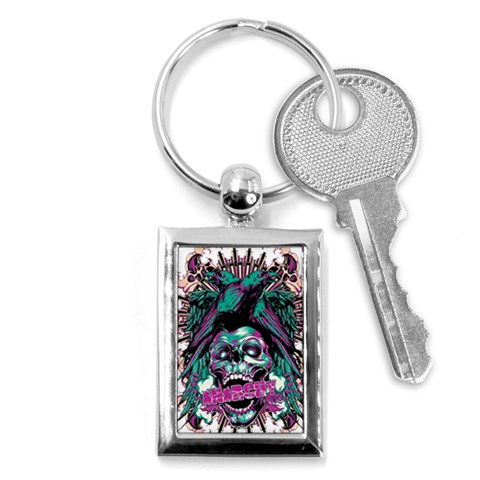 Anarchy Skull And Birds Key Chain (Rectangle) from ArtsNow.com Front