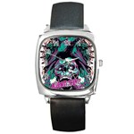 Anarchy Skull And Birds Square Metal Watch