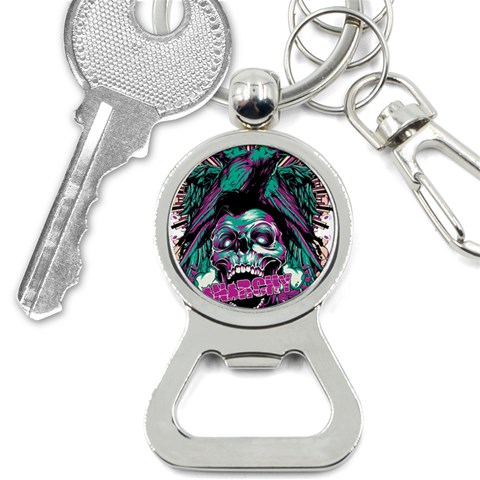Anarchy Skull And Birds Bottle Opener Key Chain from ArtsNow.com Front
