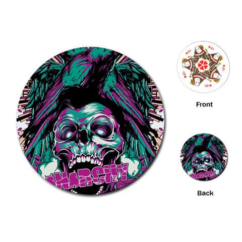 Anarchy Skull And Birds Playing Cards Single Design (Round) from ArtsNow.com Front