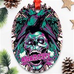 Anarchy Skull And Birds Oval Ornament (Two Sides)