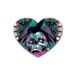 Anarchy Skull And Birds Rubber Heart Coaster (4 pack)