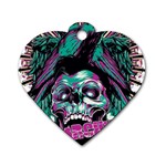 Anarchy Skull And Birds Dog Tag Heart (One Side)