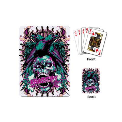 Anarchy Skull And Birds Playing Cards Single Design (Mini) from ArtsNow.com Back