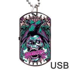 Anarchy Skull And Birds Dog Tag USB Flash (Two Sides) from ArtsNow.com Back