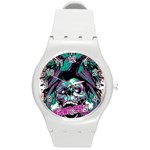 Anarchy Skull And Birds Round Plastic Sport Watch (M)