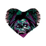 Anarchy Skull And Birds Standard 16  Premium Heart Shape Cushions