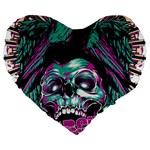 Anarchy Skull And Birds Large 19  Premium Heart Shape Cushions