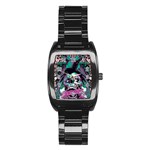 Anarchy Skull And Birds Stainless Steel Barrel Watch